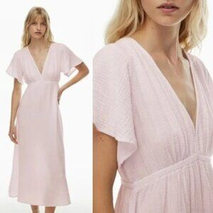 Aritzia Little Moon Valletta Relaxed Organic Cotton V-neck Maxi Dress Lilac M